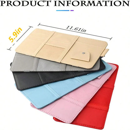 2 Packs Car Sun Visor Multi-Pocket Organizer For SUV & Truck, Auto Visor Storage Pouch With Big Zipper Pocket, Card Sleeve, Driving License, Insurance, Sunglasses, Pen, Key, Lipstick PU Leather Car Su