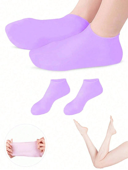 2 Pairs Silicone Moisturizing Foot Care Socks, Effectively Treat Cracked Heels, Remove Dead Skin, Elastic Foot Socks, All-Day Moisturizing And Hydrating, Prevent Dryness, Odorless, Easy To Wear And Re