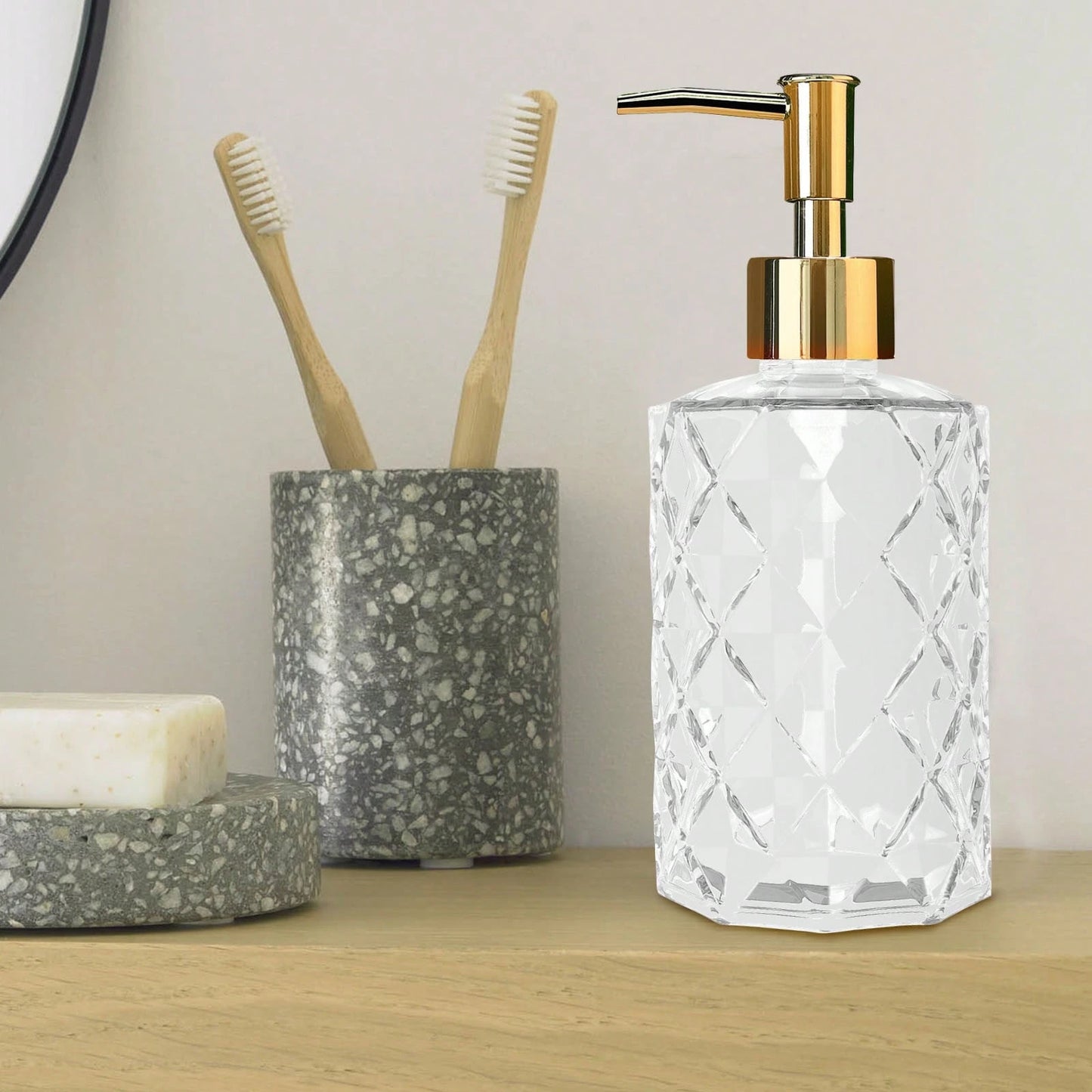 2 Pcs Glass Soap Dispenser,330 ML/11Oz Glass Soap Bottles With Plastic Pump,Refillable Hand Soap Dispenser Bottle For Kitchen, Bathroom, Laundry Room