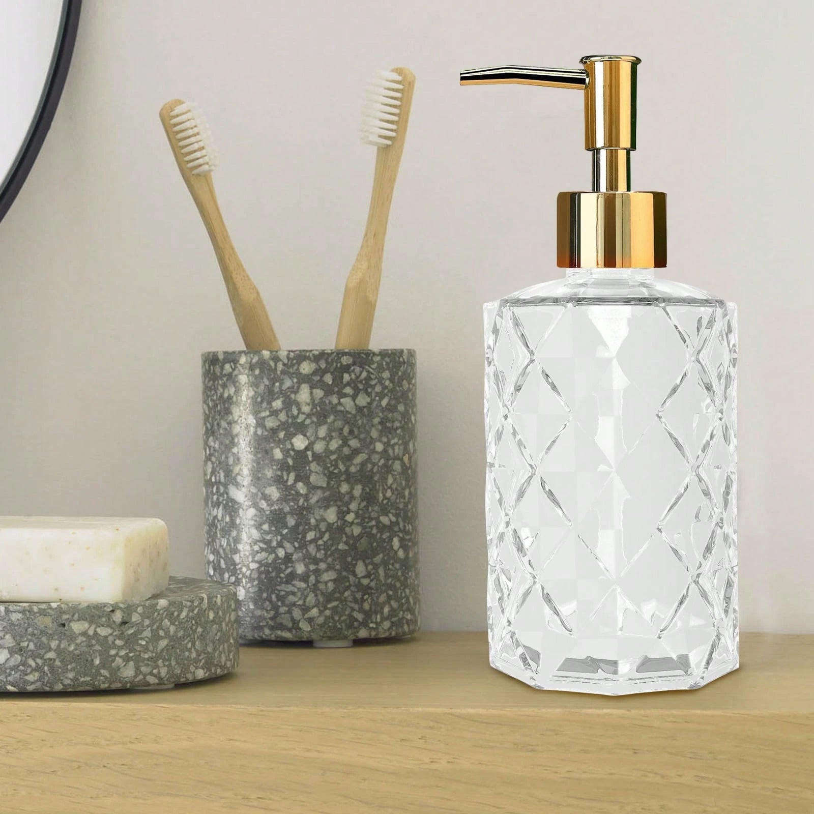 2 Pcs Glass Soap Dispenser,330 ML/11Oz Glass Soap Bottles With Plastic Pump,Refillable Hand Soap Dispenser Bottle For Kitchen, Bathroom, Laundry Room