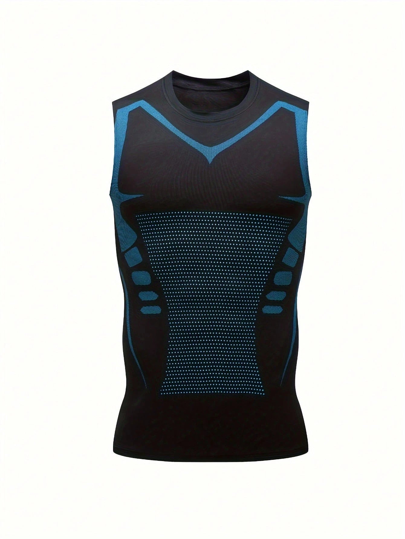 2 Pieces Of Summer Men's Sports Vests- Ion Shaping Sleeveless T-Shirts, Round-Neck Short-Sleeved T-Shirt Vests In Black, White And Gray, Tight Training Elastic Waistcoat Tops, Shaping T-Shirt-Style B
