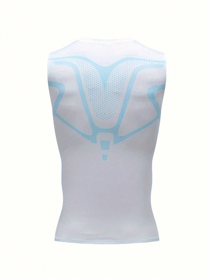 2 Pieces Of Summer Men's Sports Vests- Ion Shaping Sleeveless T-Shirts, Round-Neck Short-Sleeved T-Shirt Vests In Black, White And Gray, Tight Training Elastic Waistcoat Tops, Shaping T-Shirt-Style B