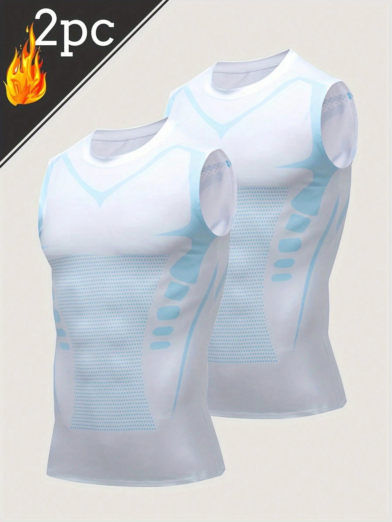 2 Pieces Of Summer Men's Sports Vests- Ion Shaping Sleeveless T-Shirts, Round-Neck Short-Sleeved T-Shirt Vests In Black, White And Gray, Tight Training Elastic Waistcoat Tops, Shaping T-Shirt-Style B