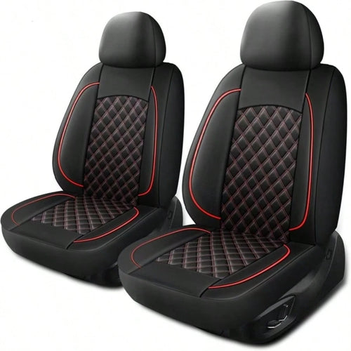 2-Seat Leather Universal Car Seat Covers, Quilted Details, Diamond Pattern, Simple And Sophisticated, Effectively Protects Original Car Seats