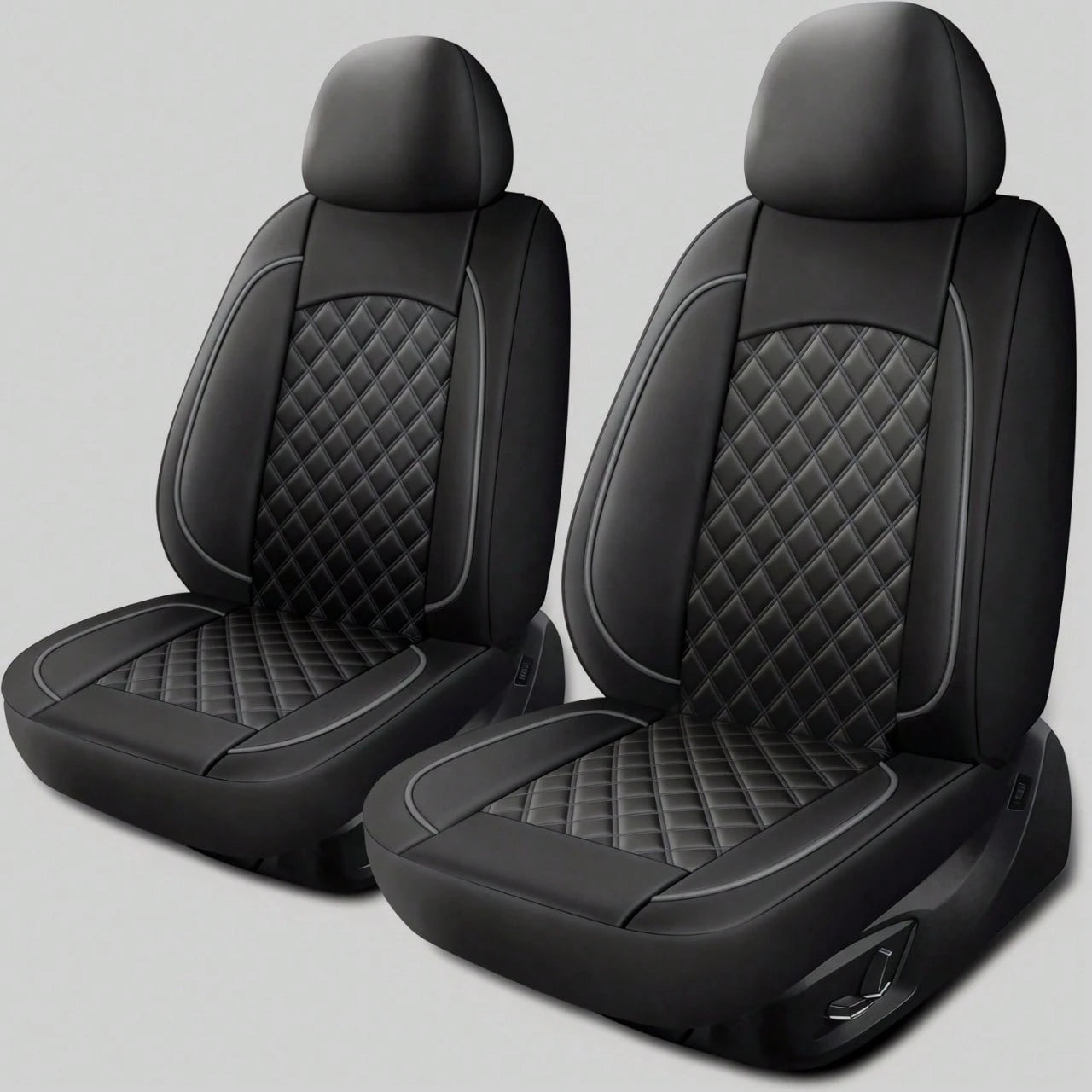 2-Seat Leather Universal Car Seat Covers, Quilted Details, Diamond Pattern, Simple And Sophisticated, Effectively Protects Original Car Seats