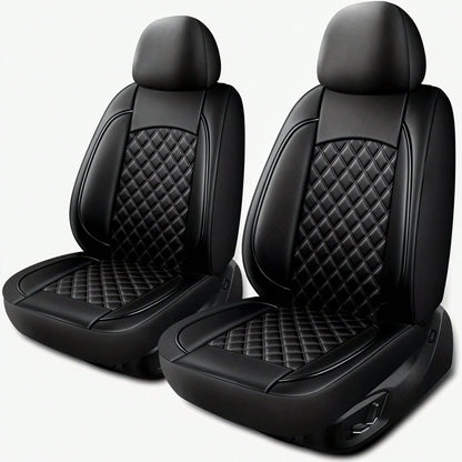 2-Seat Leather Universal Car Seat Covers, Quilted Details, Diamond Pattern, Simple And Sophisticated, Effectively Protects Original Car Seats