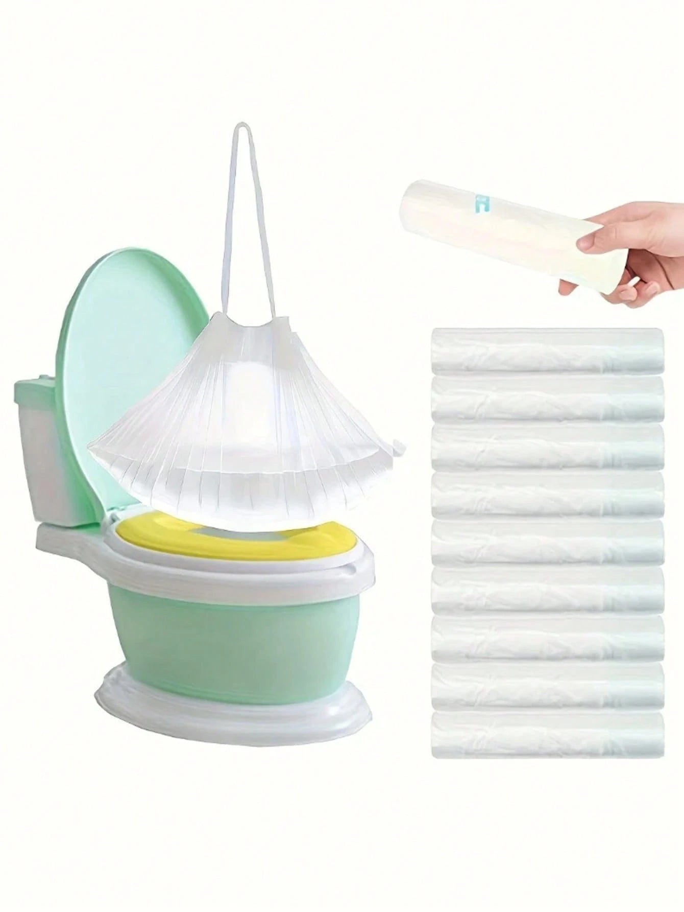 20/100pcs Children Toilet Trash Bags, Disposable Potty Seat Covers, Drawstring Garbage Bags For Potty Training