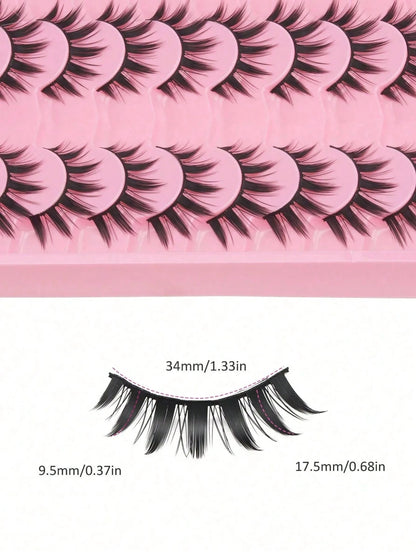 20 Pairs Manga Thick Lashes Natural Long Cosplay Makeup Cross Big Eye Effect Dramatic Full Strip Lashes/Manga Style False Lashes, 16mm Natural Look Doll Lashes For Halloween/Party/Christmas Makeup Str