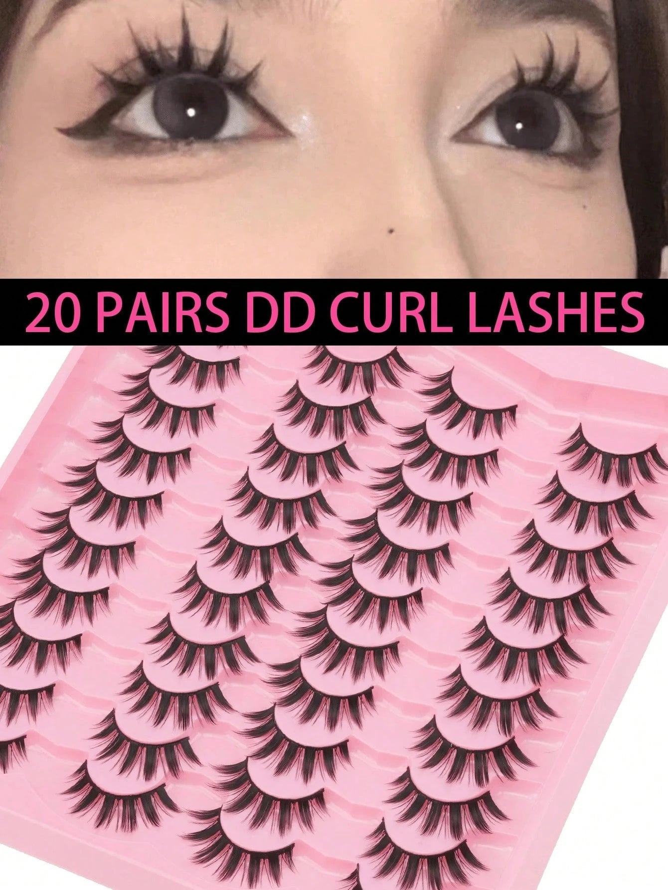 20 Pairs Manga Thick Lashes Natural Long Cosplay Makeup Cross Big Eye Effect Dramatic Full Strip Lashes/Manga Style False Lashes, 16mm Natural Look Doll Lashes For Halloween/Party/Christmas Makeup Str