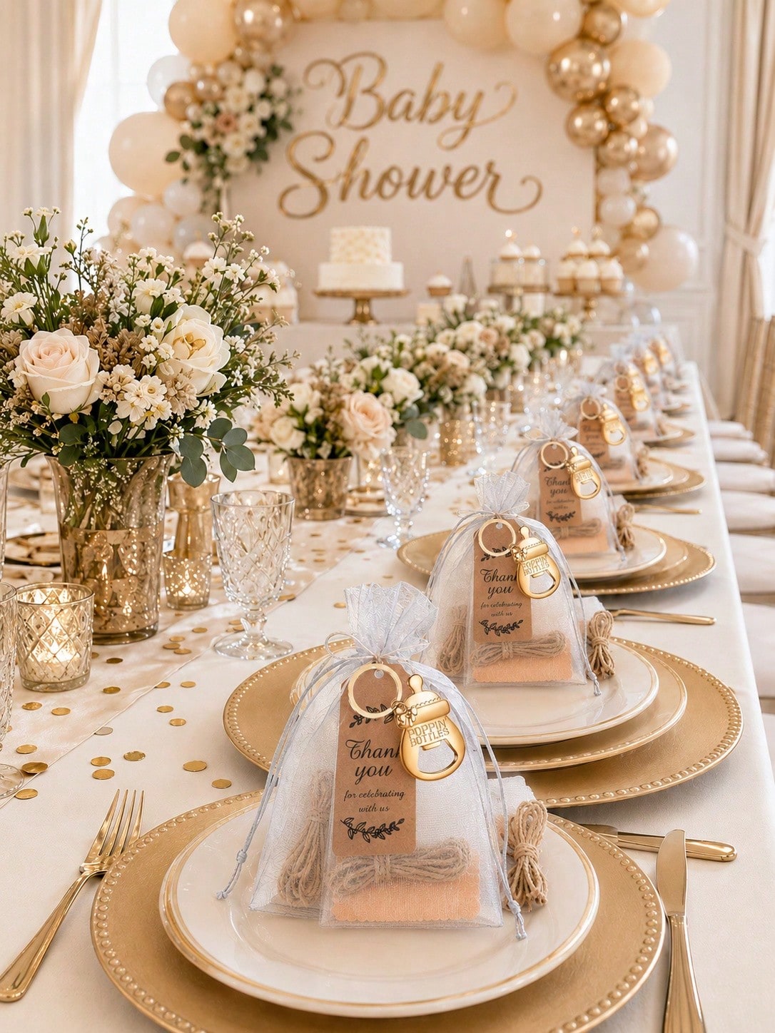 20 Sets Gold Bottle Opener Keychain Set, Baby Shower Party Supplies, Baby Shower Guest Favors, Baby Shower Party Gifts, Gender Reveal Party Supplies
