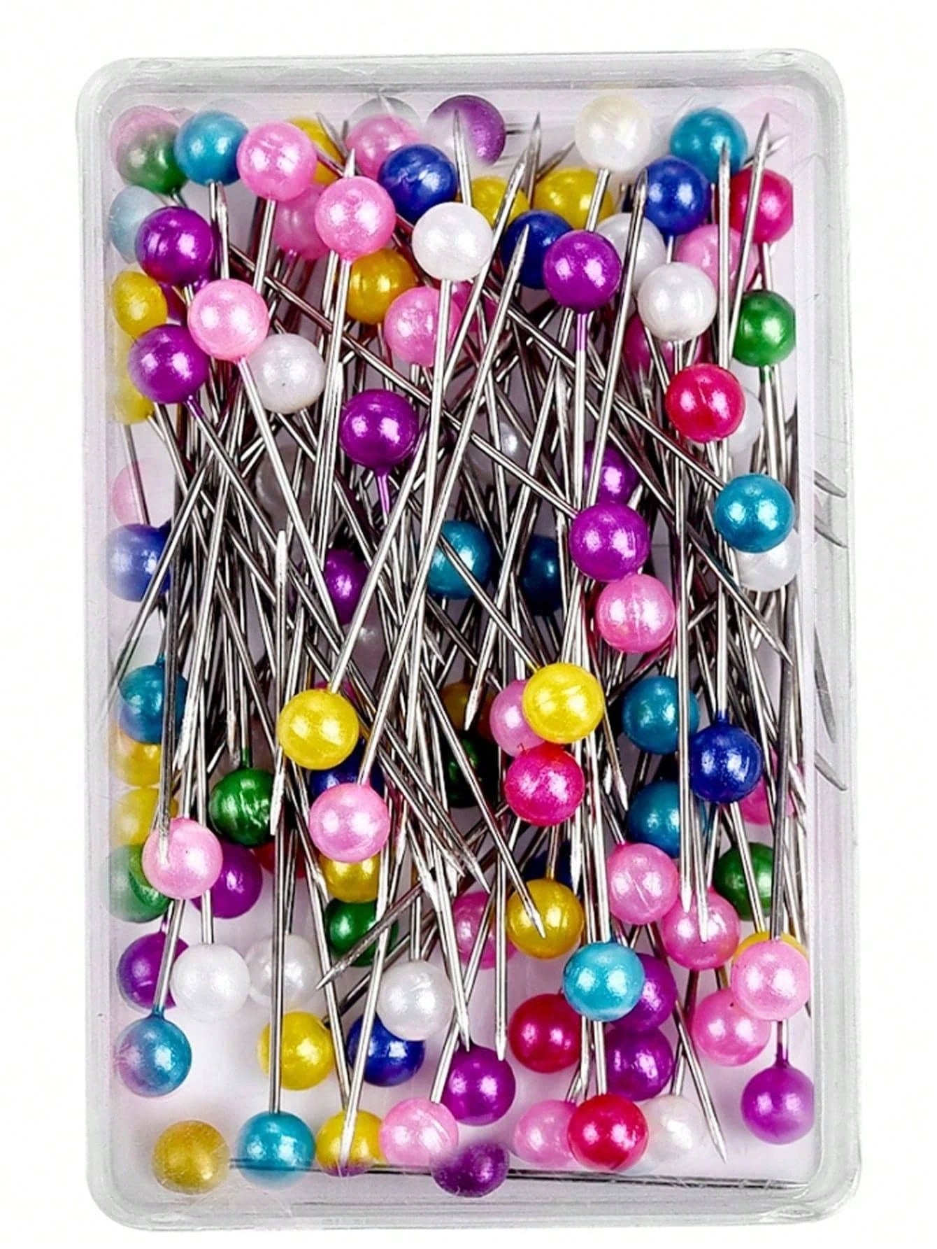 200/100pcs Faux Pearl Decorated DIY Pins, Pearlescent Positioning Pins, DIY Handmade Fixing Pins, Colorful Head Pins, Clothing Accessories, Sewing Supplies