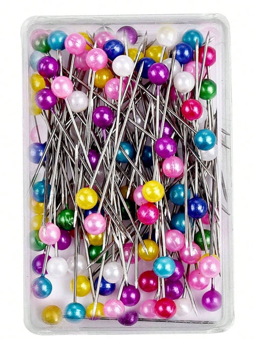 200/100pcs Faux Pearl Decorated DIY Pins, Pearlescent Positioning Pins, DIY Handmade Fixing Pins, Colorful Head Pins, Clothing Accessories, Sewing Supplies