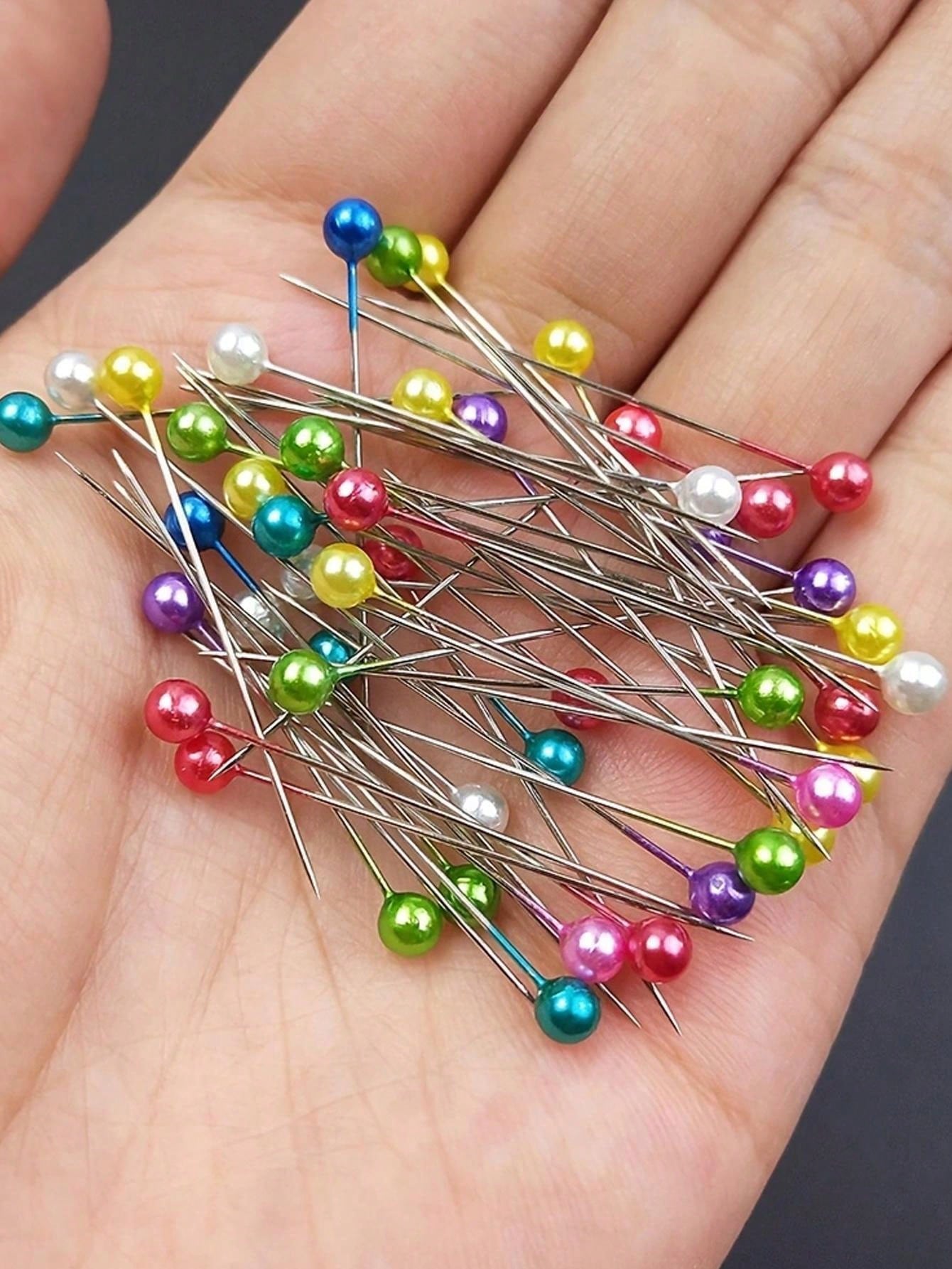 200/100pcs Faux Pearl Decorated DIY Pins, Pearlescent Positioning Pins, DIY Handmade Fixing Pins, Colorful Head Pins, Clothing Accessories, Sewing Supplies