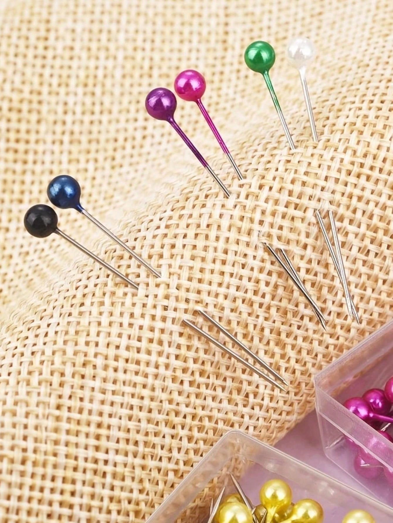 200/100pcs Faux Pearl Decorated DIY Pins, Pearlescent Positioning Pins, DIY Handmade Fixing Pins, Colorful Head Pins, Clothing Accessories, Sewing Supplies