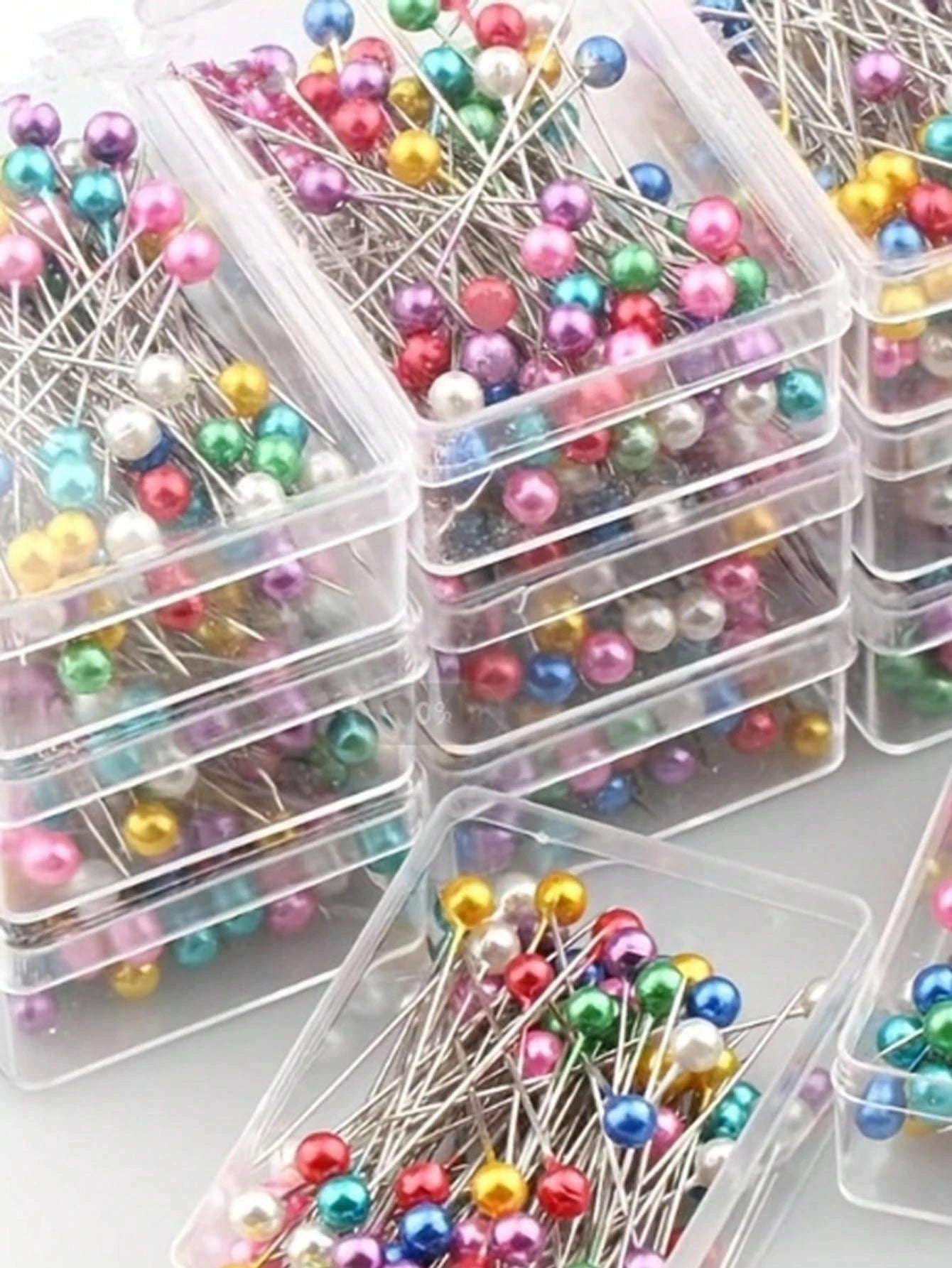 200/100pcs Faux Pearl Decorated DIY Pins, Pearlescent Positioning Pins, DIY Handmade Fixing Pins, Colorful Head Pins, Clothing Accessories, Sewing Supplies