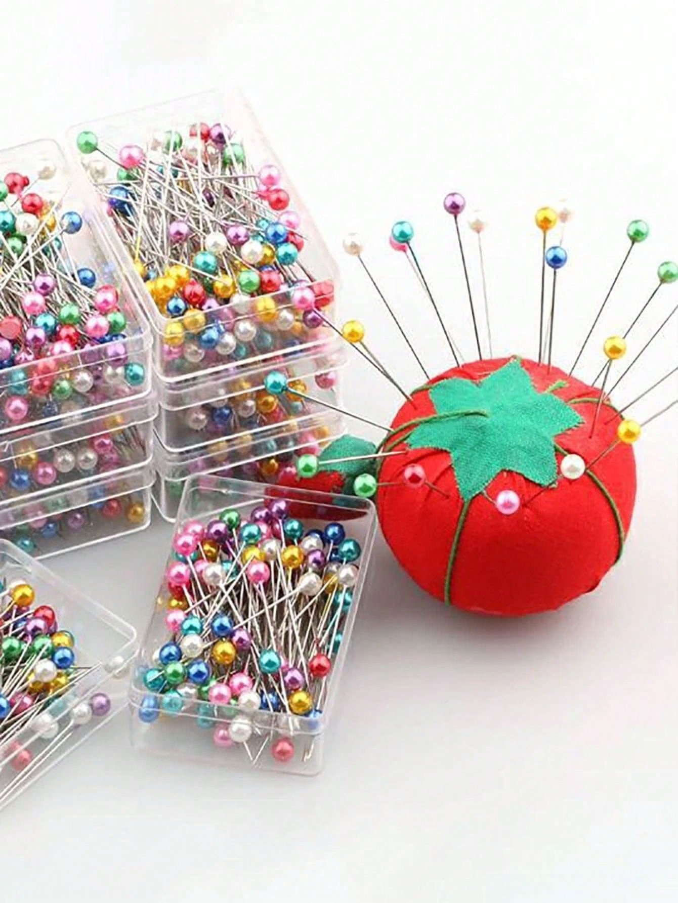 200/100pcs Faux Pearl Decorated DIY Pins, Pearlescent Positioning Pins, DIY Handmade Fixing Pins, Colorful Head Pins, Clothing Accessories, Sewing Supplies