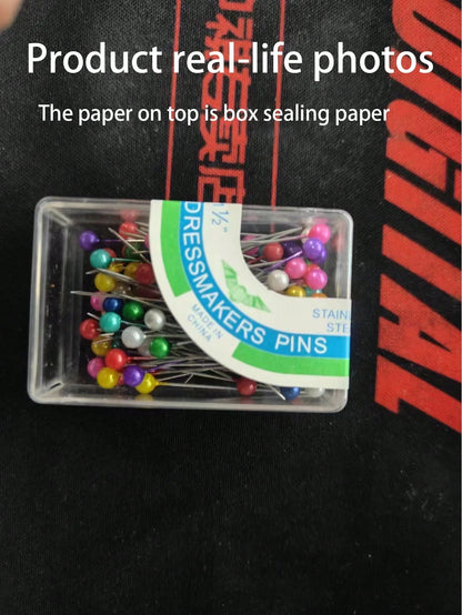 200/100pcs Faux Pearl Decorated DIY Pins, Pearlescent Positioning Pins, DIY Handmade Fixing Pins, Colorful Head Pins, Clothing Accessories, Sewing Supplies