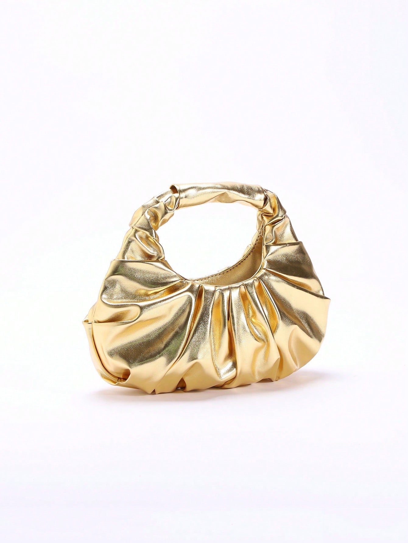 2024 Spring New Arrival Women Handbag, One Piece Of Solid Color Faux Pearl Glossy PU Cloud Bag, Fashionable And Concise Stitching Design