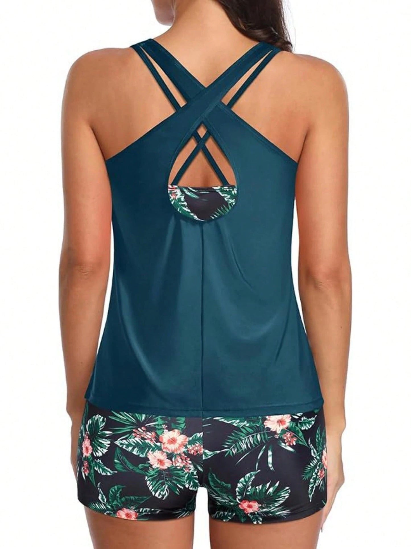 2026 New Arrival Women 3PCS Tankini Set, Double Spaghetti Straps Tummy Control Sexy European Style Beach Swimwear