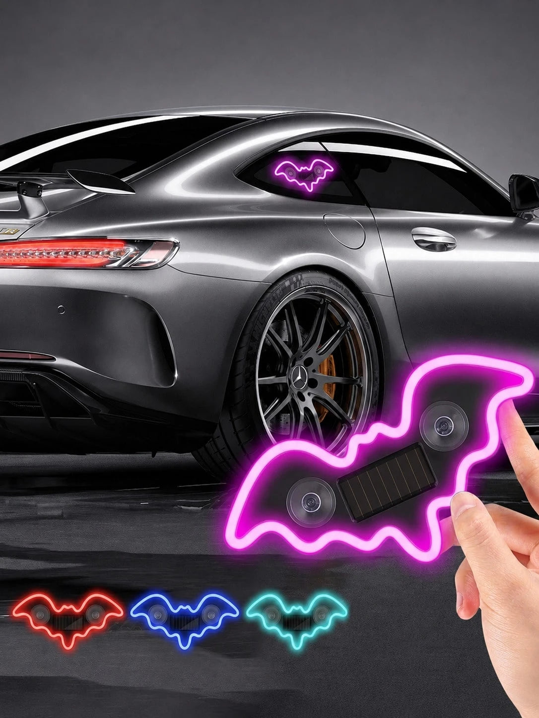 2026 New Bat Solar Powered Car Ambient Light Designed Specifically For Female Car Owners. Features 3.7V+300mAh Battery, Bat-Shaped Neon Light Decoration Window And Automatic Sensing Design. Offers 5 L