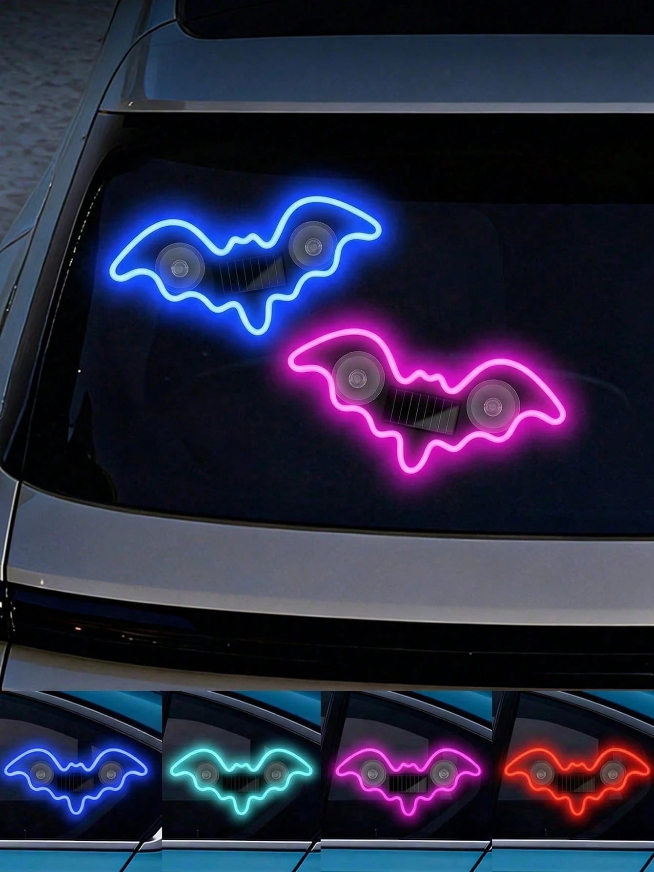 2026 New Bat Solar Powered Car Ambient Light Designed Specifically For Female Car Owners. Features 3.7V+300mAh Battery, Bat-Shaped Neon Light Decoration Window And Automatic Sensing Design. Offers 5 L