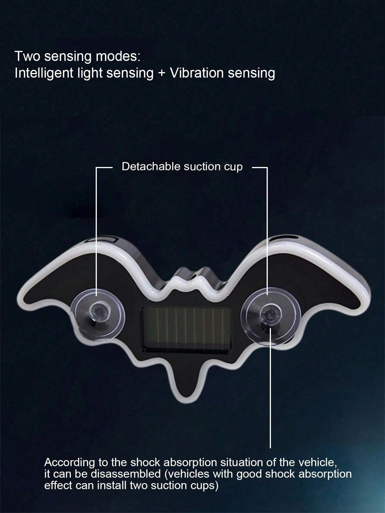 2026 New Bat Solar Powered Car Ambient Light Designed Specifically For Female Car Owners. Features 3.7V+300mAh Battery, Bat-Shaped Neon Light Decoration Window And Automatic Sensing Design. Offers 5 L