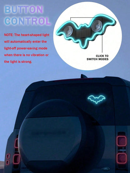 2026 New Bat Solar Powered Car Ambient Light Designed Specifically For Female Car Owners. Features 3.7V+300mAh Battery, Bat-Shaped Neon Light Decoration Window And Automatic Sensing Design. Offers 5 L