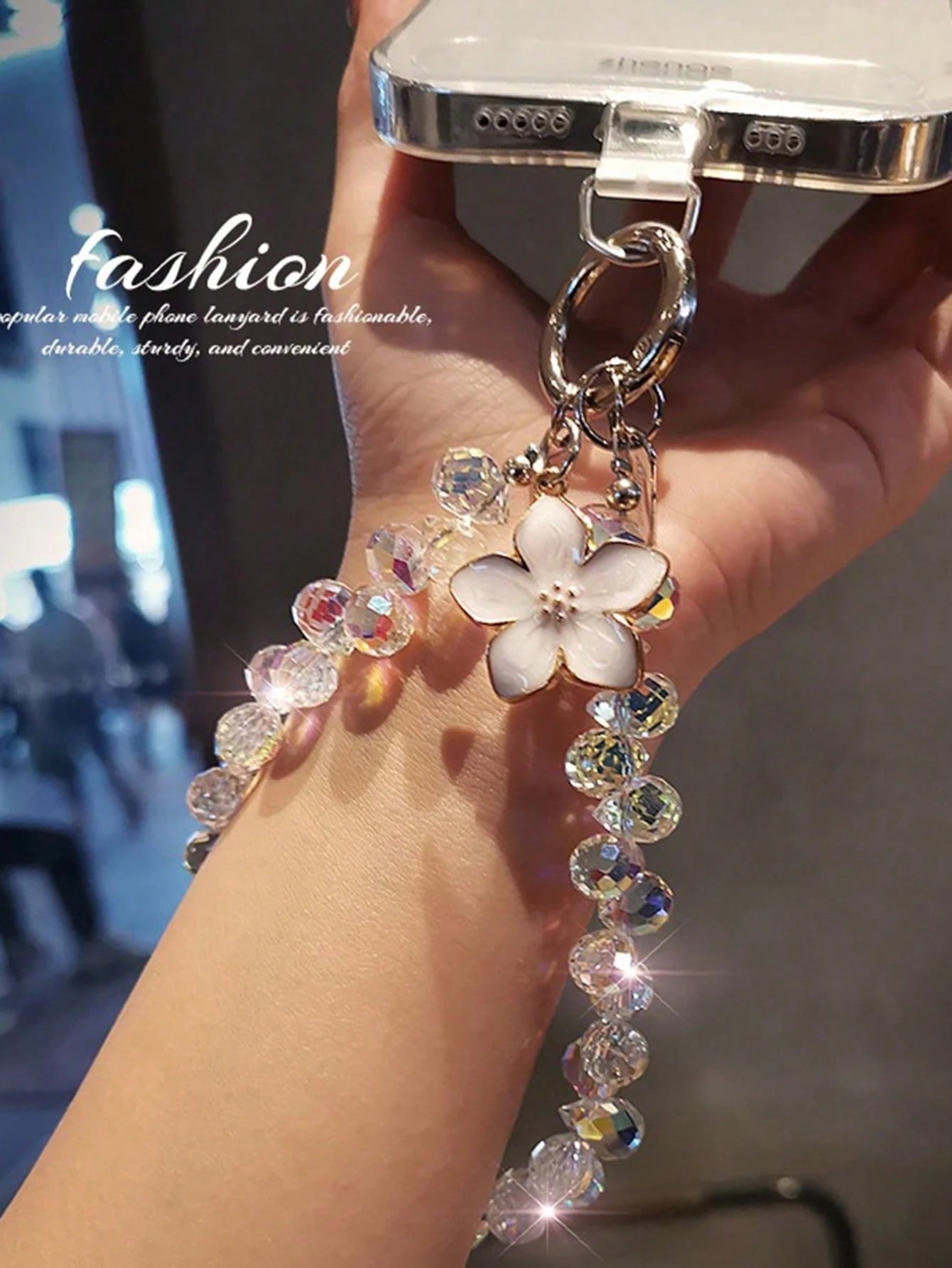 2026 New Crystal Water Drop Pendant Phone Chain, High-End Women Phone Case Decor, Short Stylish Wrist Strap, Outdoor Travel Shopping Anti-Lost Phone Lanyard, New Bracelet, Universal Smartphone Accesso