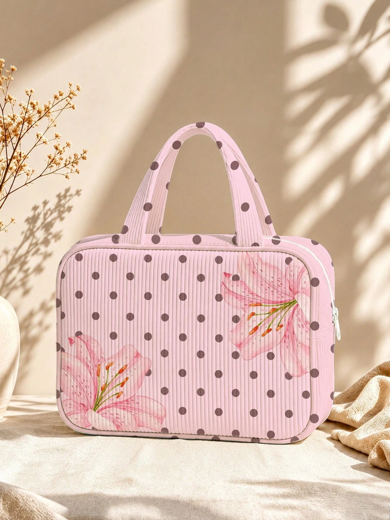 2026 New Large Capacity Polka Dot Tote Bag, Makeup Bag, Toiletry Bag, Travel Organizer Bag, Lightweight Portable Handheld Travel Makeup Storage Bag, Toiletry Bag, Fresh Daily Storage Bag, Portable Com
