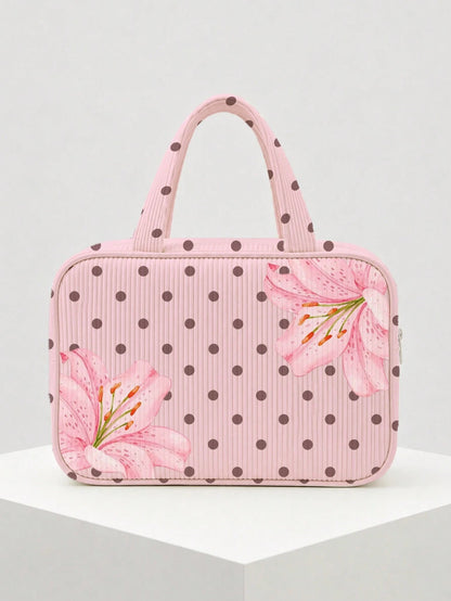 2026 New Large Capacity Polka Dot Tote Bag, Makeup Bag, Toiletry Bag, Travel Organizer Bag, Lightweight Portable Handheld Travel Makeup Storage Bag, Toiletry Bag, Fresh Daily Storage Bag, Portable Com