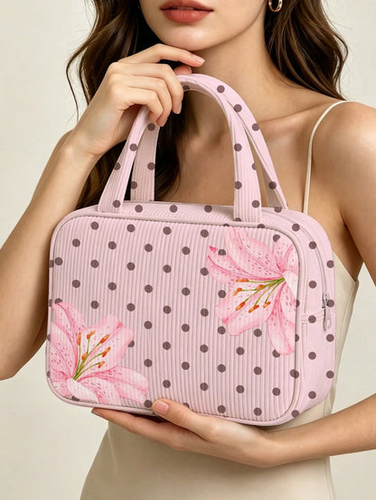 2026 New Large Capacity Polka Dot Tote Bag, Makeup Bag, Toiletry Bag, Travel Organizer Bag, Lightweight Portable Handheld Travel Makeup Storage Bag, Toiletry Bag, Fresh Daily Storage Bag, Portable Com
