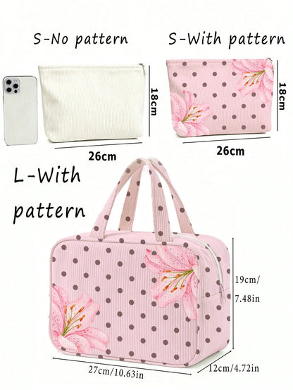 2026 New Large Capacity Polka Dot Tote Bag, Makeup Bag, Toiletry Bag, Travel Organizer Bag, Lightweight Portable Handheld Travel Makeup Storage Bag, Toiletry Bag, Fresh Daily Storage Bag, Portable Com