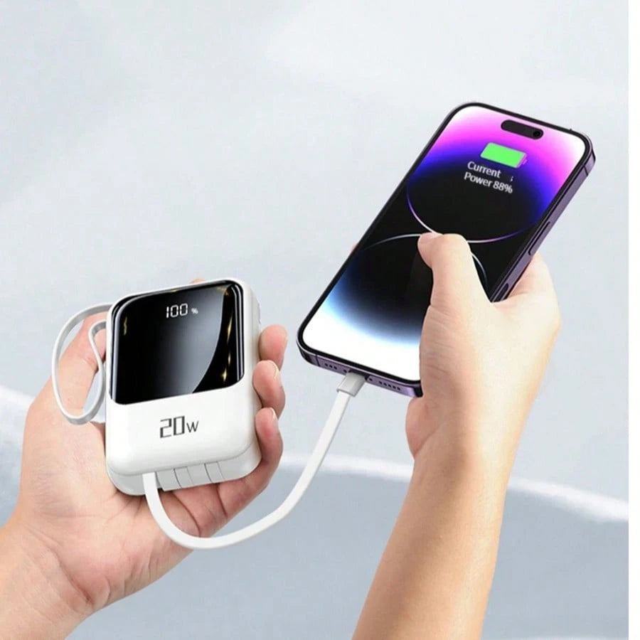 2026 New Model Fast Charging Power Bank With Built-In Cable 10000mAh Mini Power Bank 5W-20W Fast Charge Portable Mobile Charger Slim And Portable Charger With LED Display Small External Battery Pack F