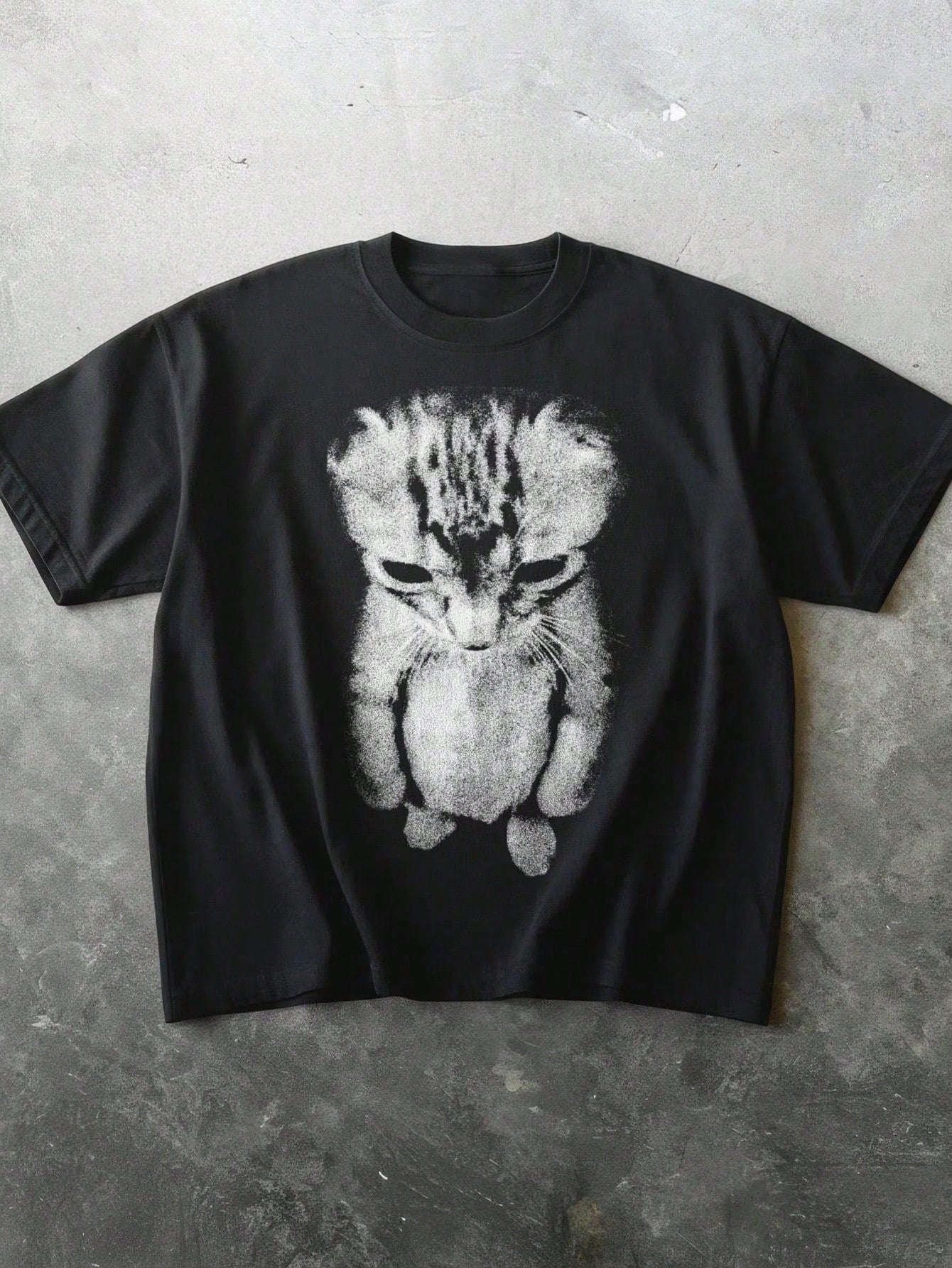 2026 New Sad Cat Graphic Tee, Round Neck Casual T-Shirt, Y2K Style Plus Size Women's Tee, Funny Gift For Her, Suitable For Daily Wear Black Summer