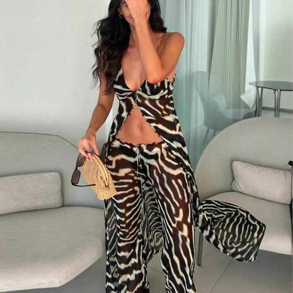 2026 Spring Summer Mesh Irregular Hem Beach Vacation Top