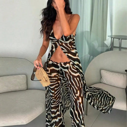 2026 Spring Summer Mesh Irregular Hem Beach Vacation Top