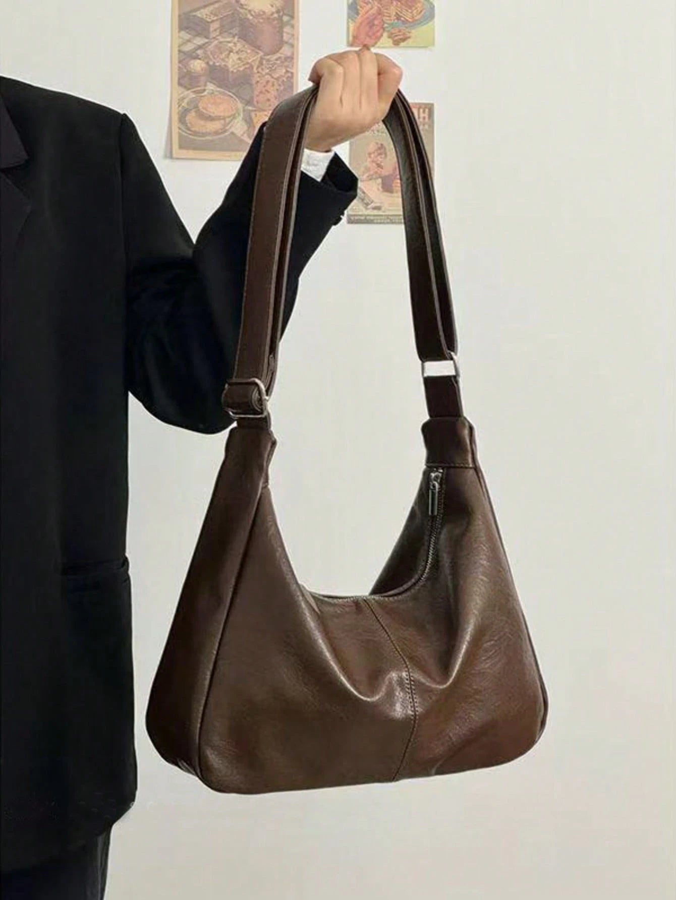 2026 Spring/Summer New Women's Crossbody Bag Shoulder Bag Handbag Korean Retro Fashion Large Capacity Shoulder Bag Women's Big Bag Zipper Closed Tote