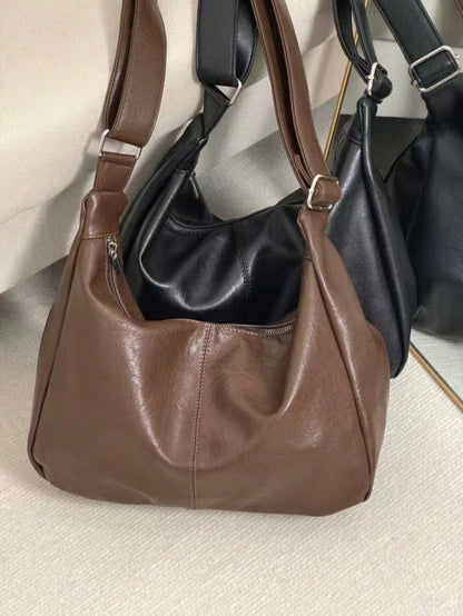 2026 Spring/Summer New Women's Crossbody Bag Shoulder Bag Handbag Korean Retro Fashion Large Capacity Shoulder Bag Women's Big Bag Zipper Closed Tote