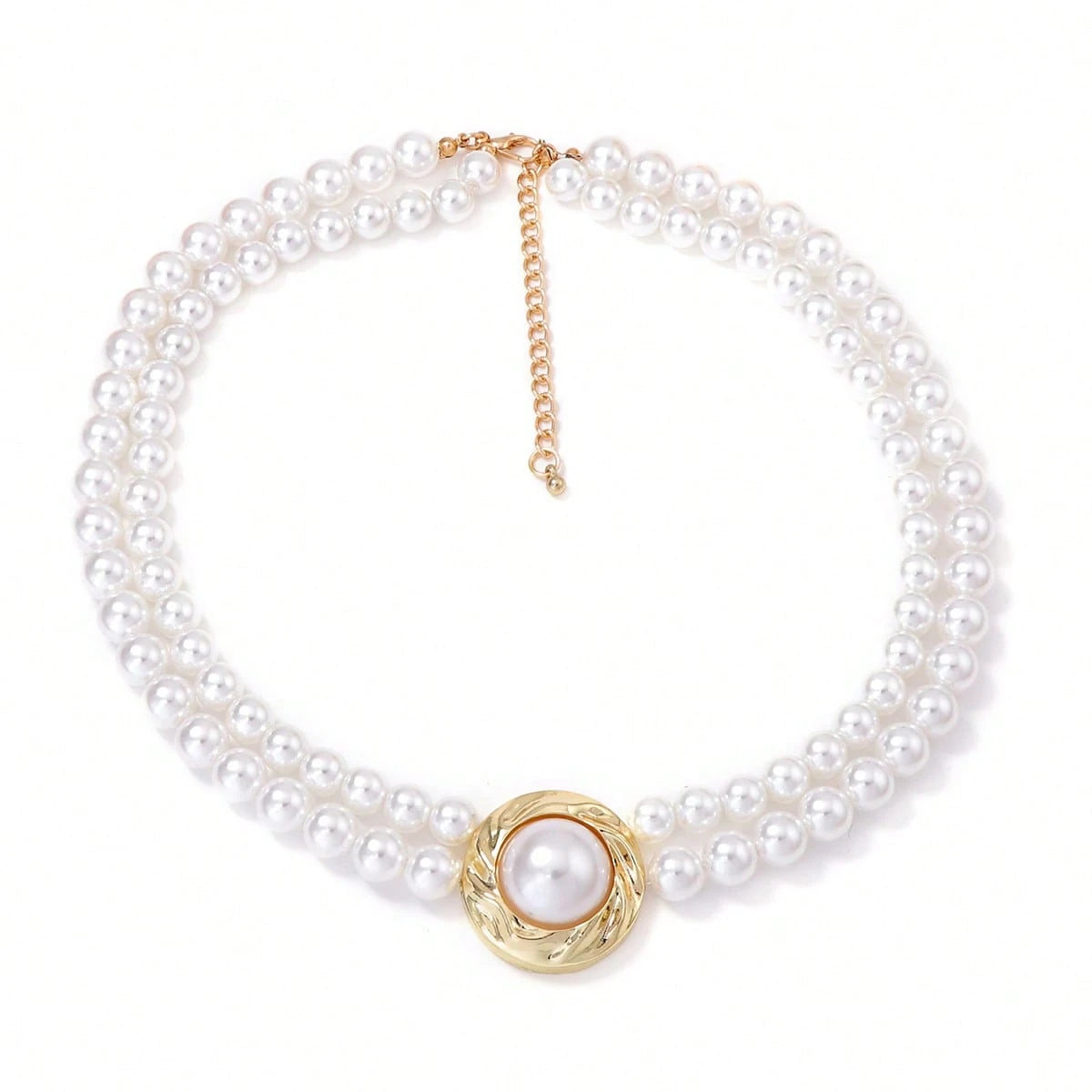 2026 Wedding Season Faux Pearl Necklace & Earrings Set For Women, Gold Tone Double-Strand Statement Jewelry For Formal Events.
