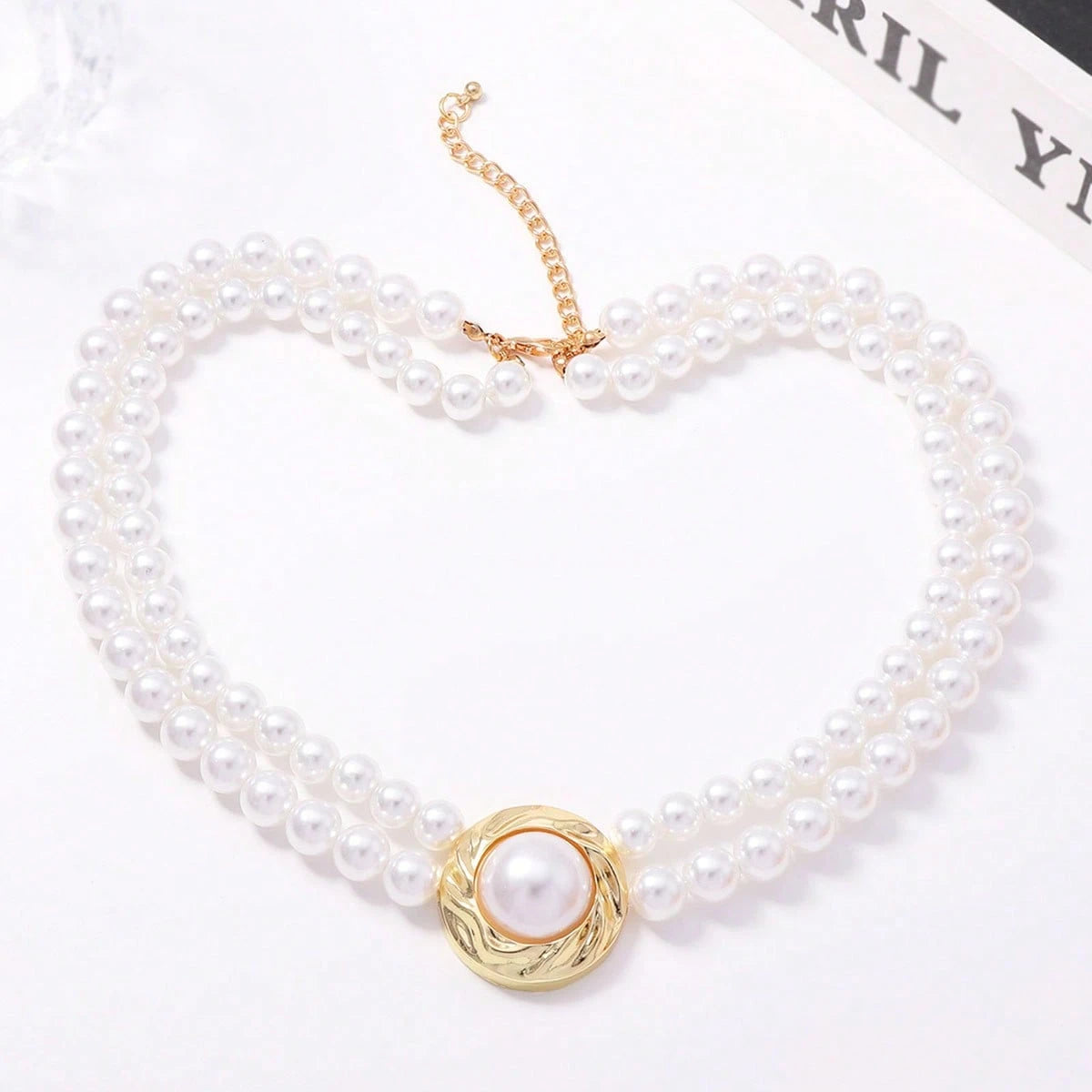 2026 Wedding Season Faux Pearl Necklace & Earrings Set For Women, Gold Tone Double-Strand Statement Jewelry For Formal Events.