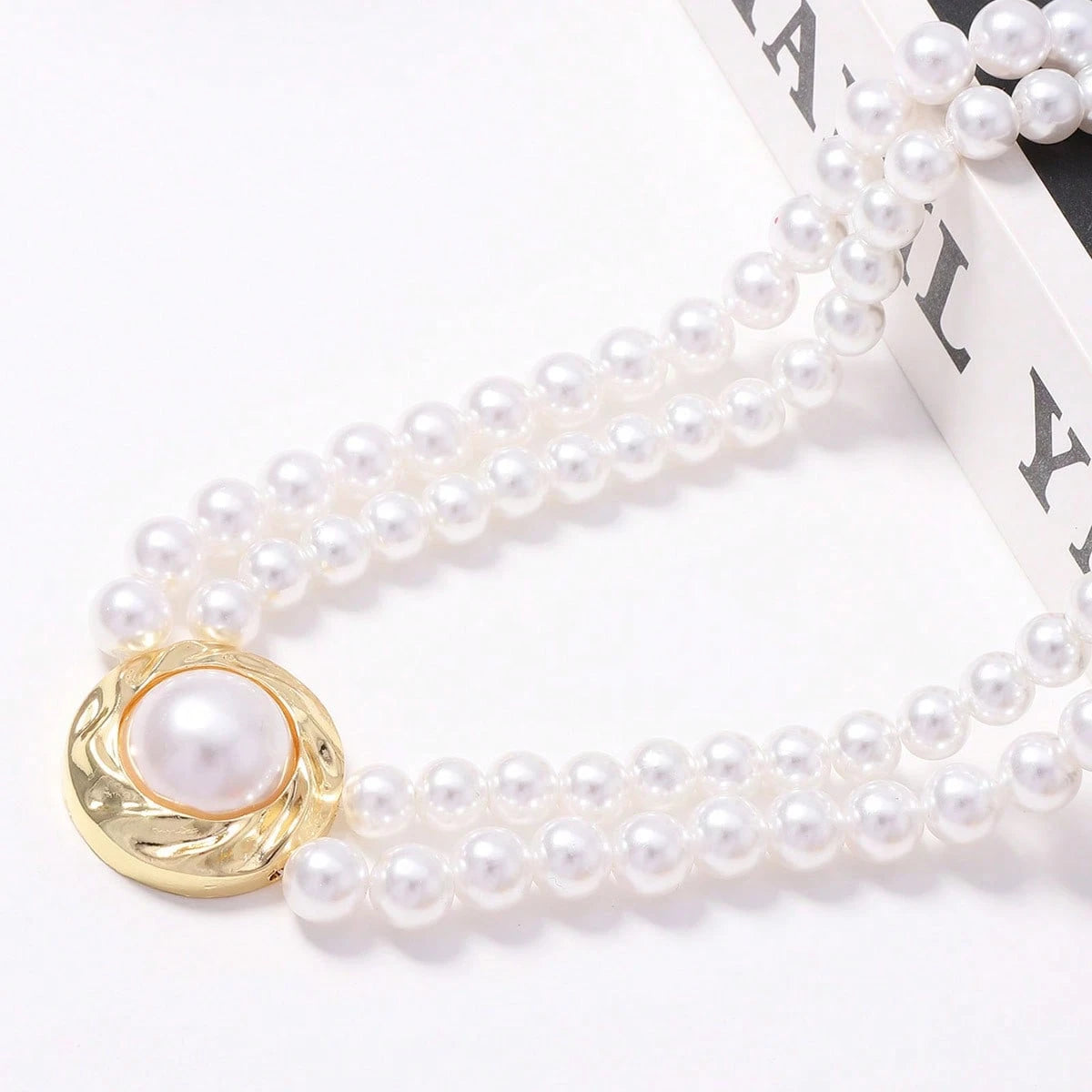 2026 Wedding Season Faux Pearl Necklace & Earrings Set For Women, Gold Tone Double-Strand Statement Jewelry For Formal Events.