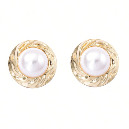 2026 Wedding Season Faux Pearl Necklace & Earrings Set For Women, Gold Tone Double-Strand Statement Jewelry For Formal Events.