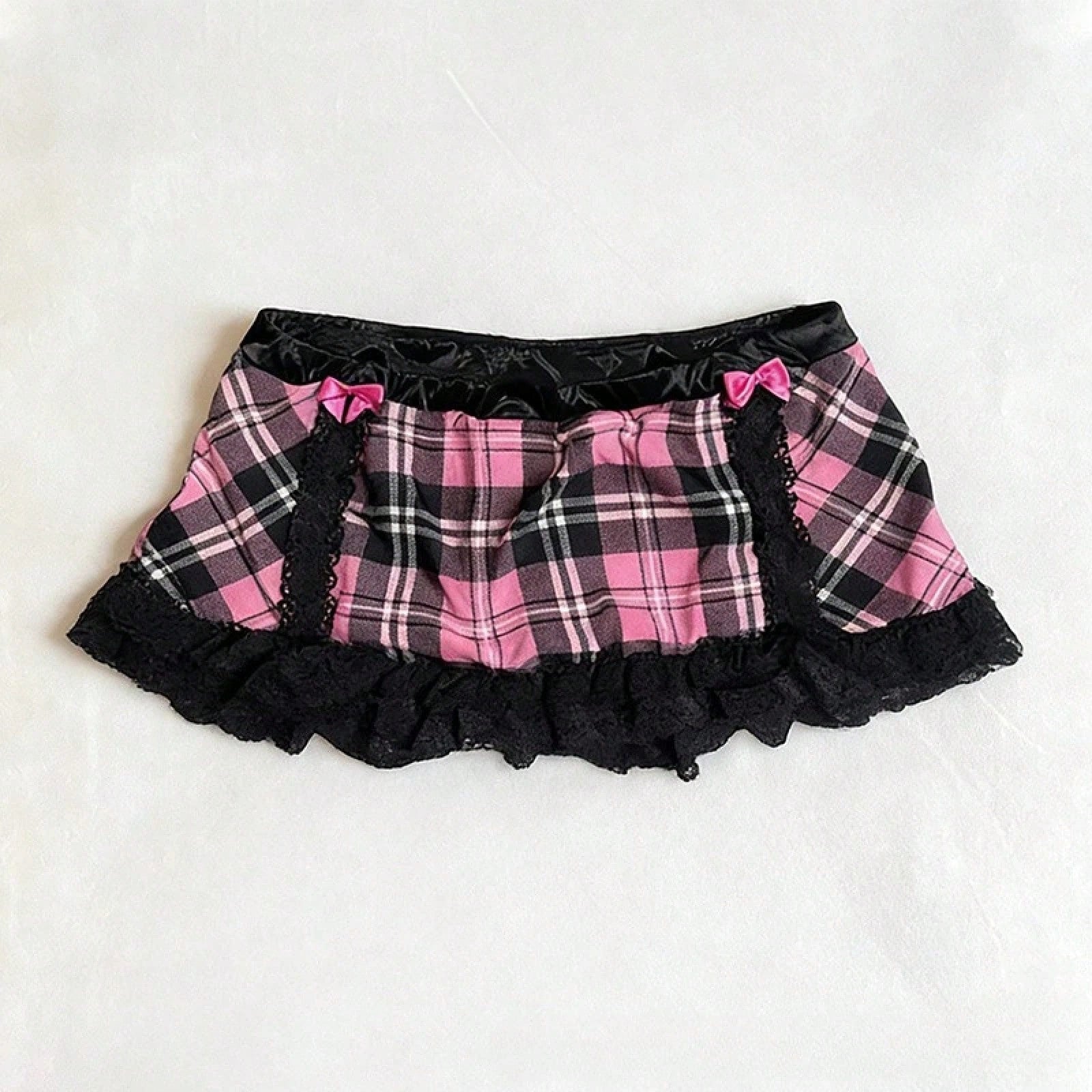 2026Harajuku Sweet Cool American High Street Casual Tank Tops Y2k Aesthetic Constrast Color Plaid Camisole Thin A-Line Lace Edge TeeA Must-Have For Women