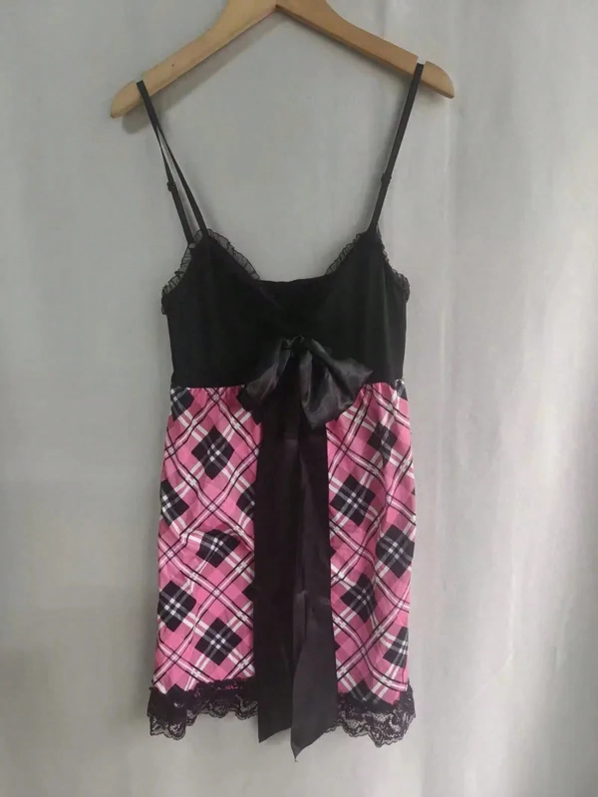 2026Harajuku Sweet Cool American High Street Casual Tank Tops Y2k Aesthetic Constrast Color Plaid Camisole Thin A-Line Lace Edge TeeA Must-Have For Women