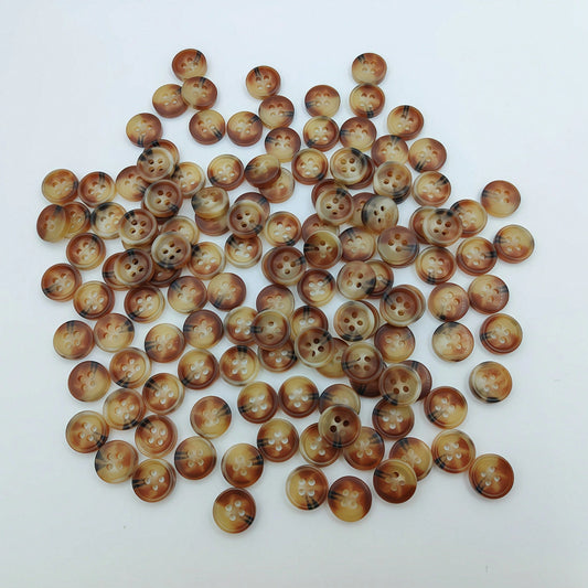 20pcs/1.1cm Fashion Personalized Minimalist Round Plastic Bohemian Style Light Brown Resin Buttons European & American Vintage High-End 4-Hole Buttons Handmade Sewing High-Quality Versatile Buttons DI