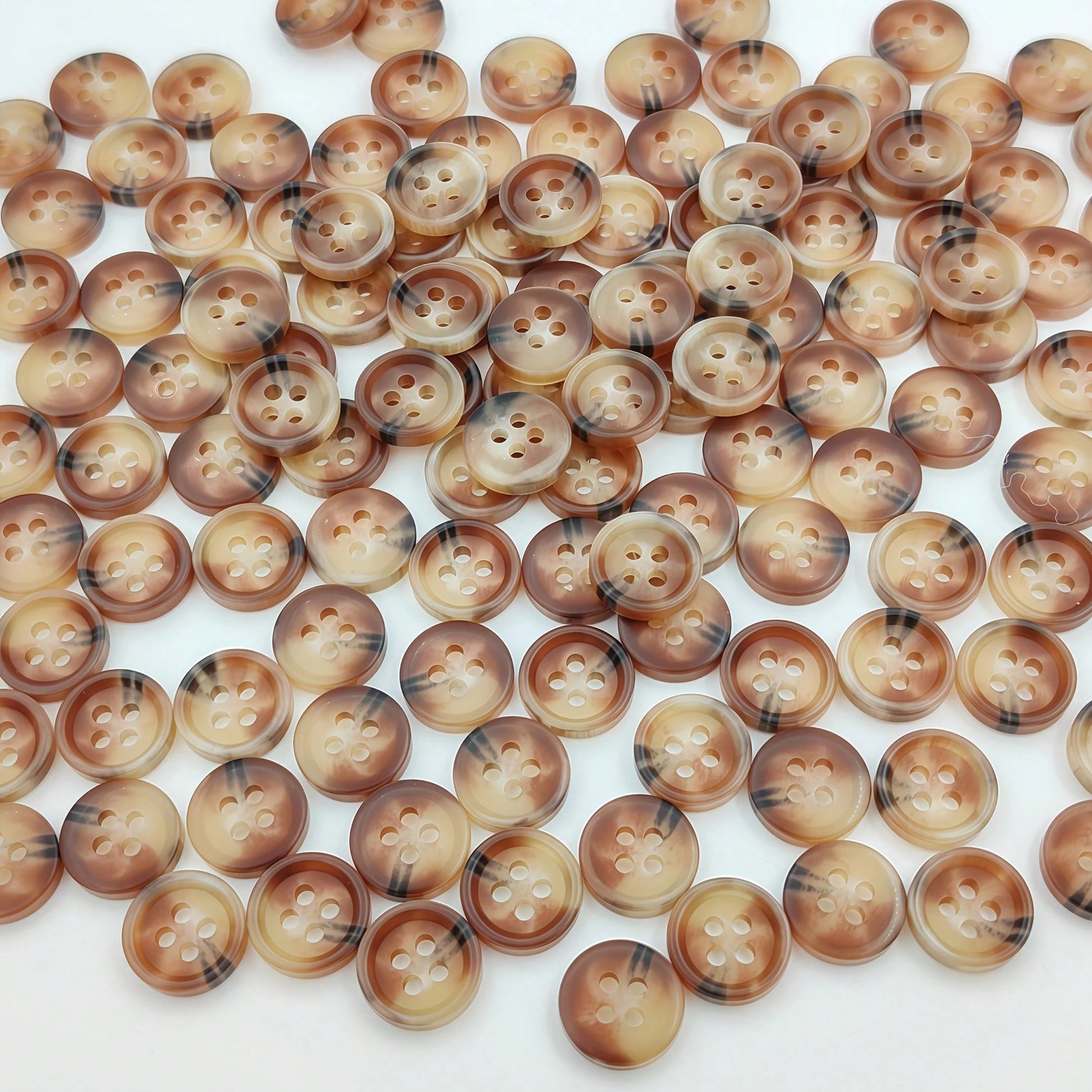 20pcs/1.1cm Fashion Personalized Minimalist Round Plastic Bohemian Style Light Brown Resin Buttons European & American Vintage High-End 4-Hole Buttons Handmade Sewing High-Quality Versatile Buttons DI