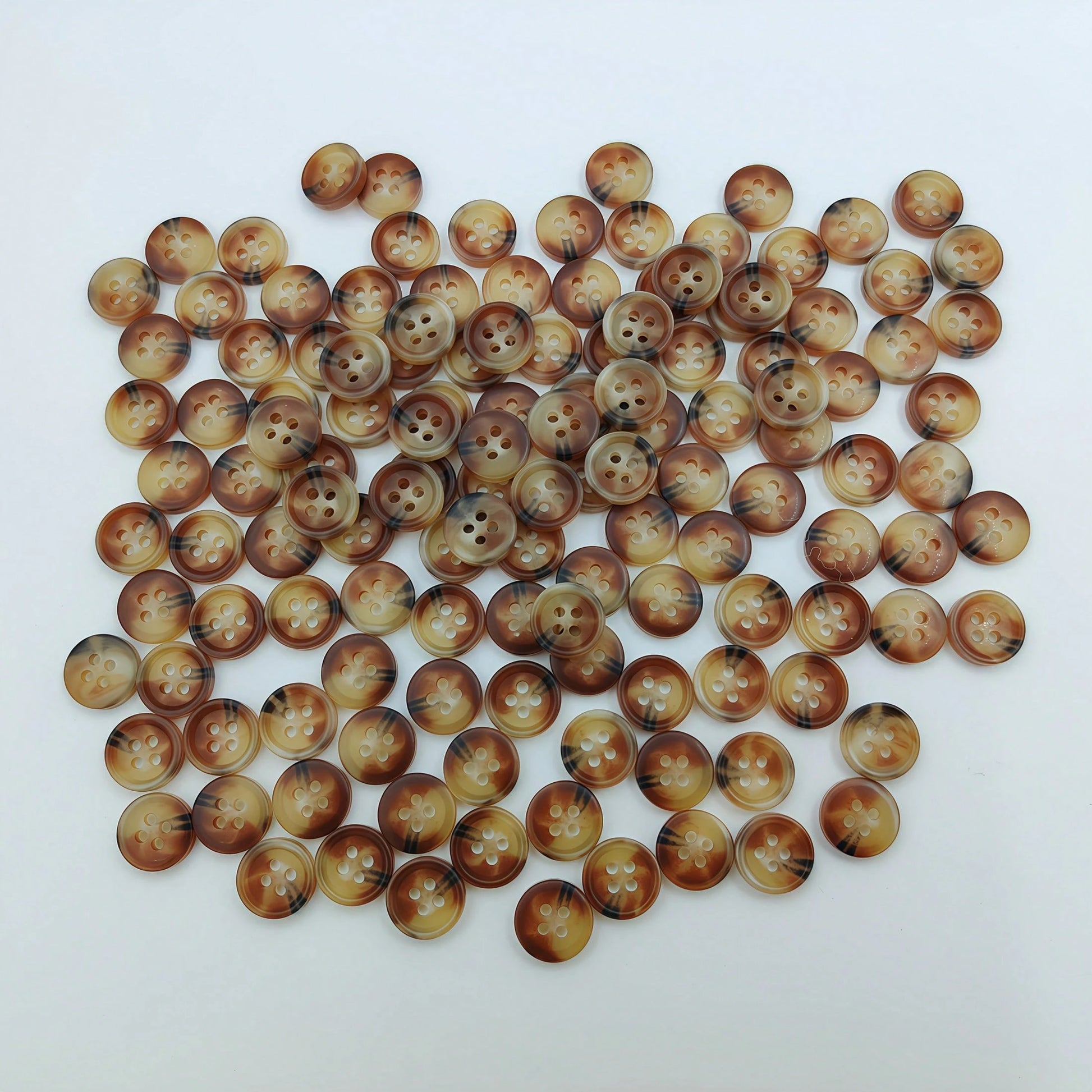 20pcs/1.1cm Fashion Personalized Minimalist Round Plastic Bohemian Style Light Brown Resin Buttons European & American Vintage High-End 4-Hole Buttons Handmade Sewing High-Quality Versatile Buttons DI