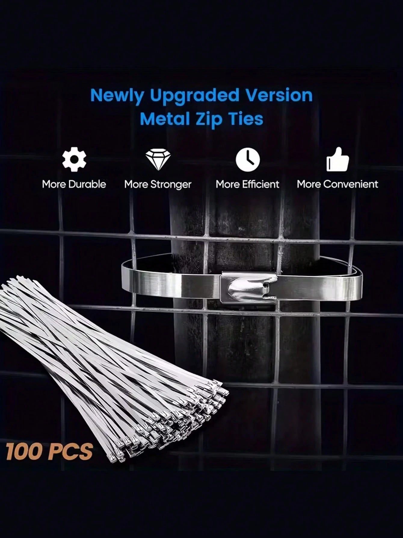 20pcs 10-Inch Stainless Steel Cable Ties| Rust-Resistant Durable Cable Ties Suitable For Automotive, Machinery, Outdoor