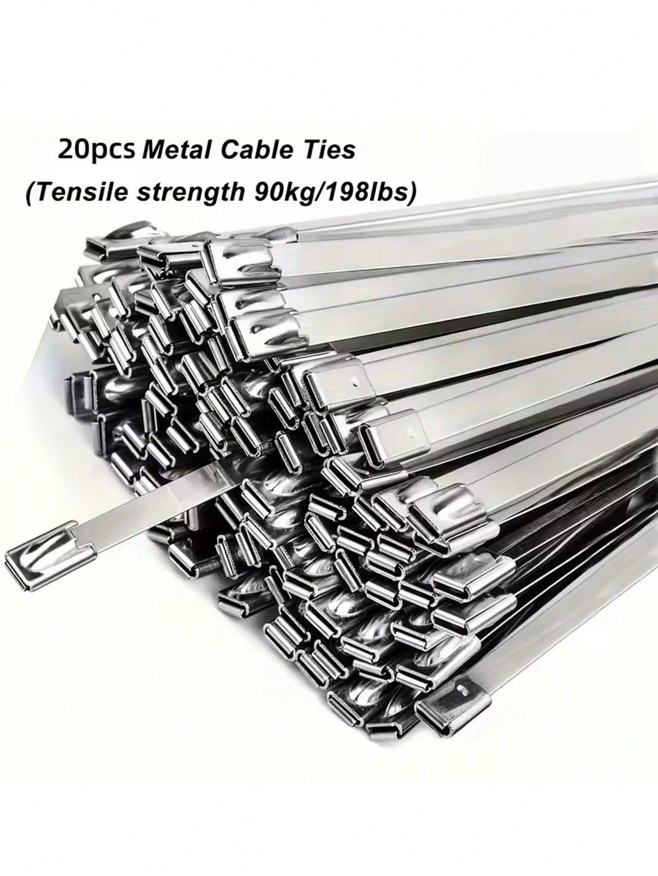 20pcs 10-Inch Stainless Steel Cable Ties| Rust-Resistant Durable Cable Ties Suitable For Automotive, Machinery, Outdoor