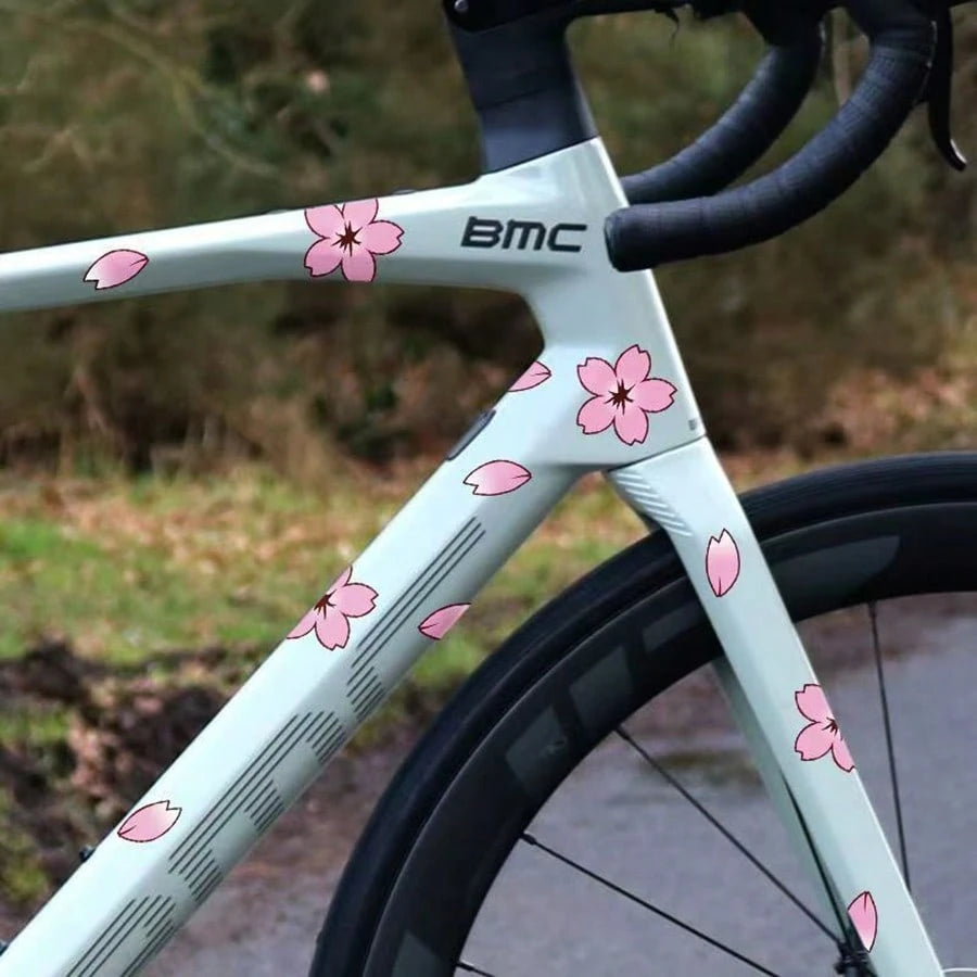 20PCS Highly Attractive Cherry Blossom Bicycle Stickers/Creative Road Bike Wheel Hub Stickers/Cute Car Body Cherry Blossom Decorative Stickers